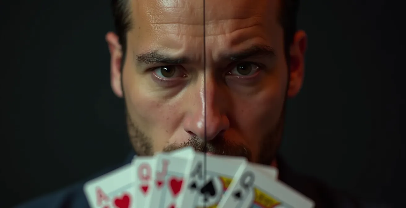 Un joueur respectant méticuleusement la stratégie de base du blackjack malgré les impulsions de l'intuition