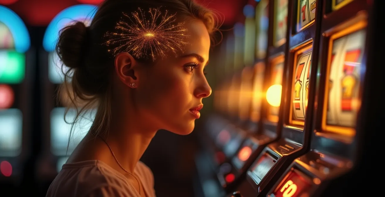 Représentation visuelle du rôle de la dopamine dans l'anticipation et le suspense pendant le jeu.