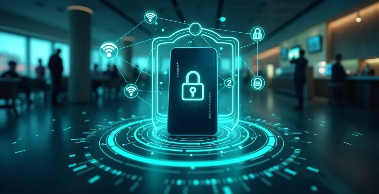 Illustration symbolique de la protection contre les attaques Wi-Fi publiques lors du jeu mobile