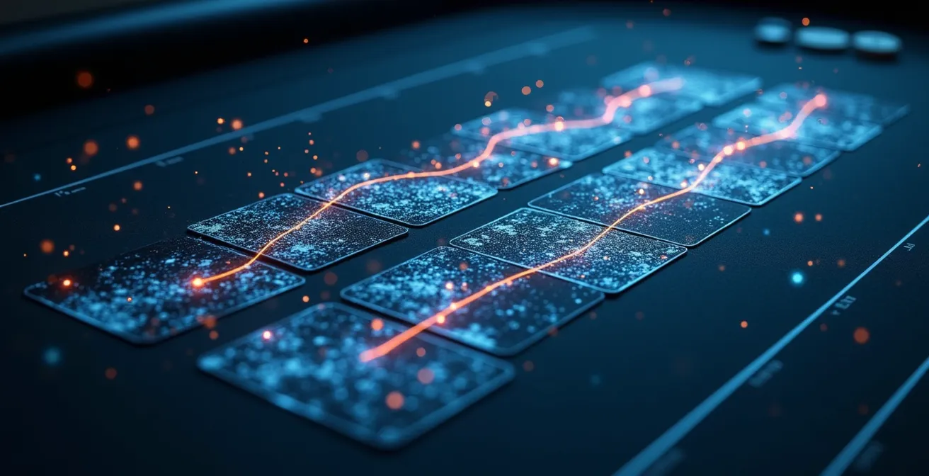 Graphique comparatif montrant la variance à court terme versus l'espérance de gain sur le long terme au blackjack