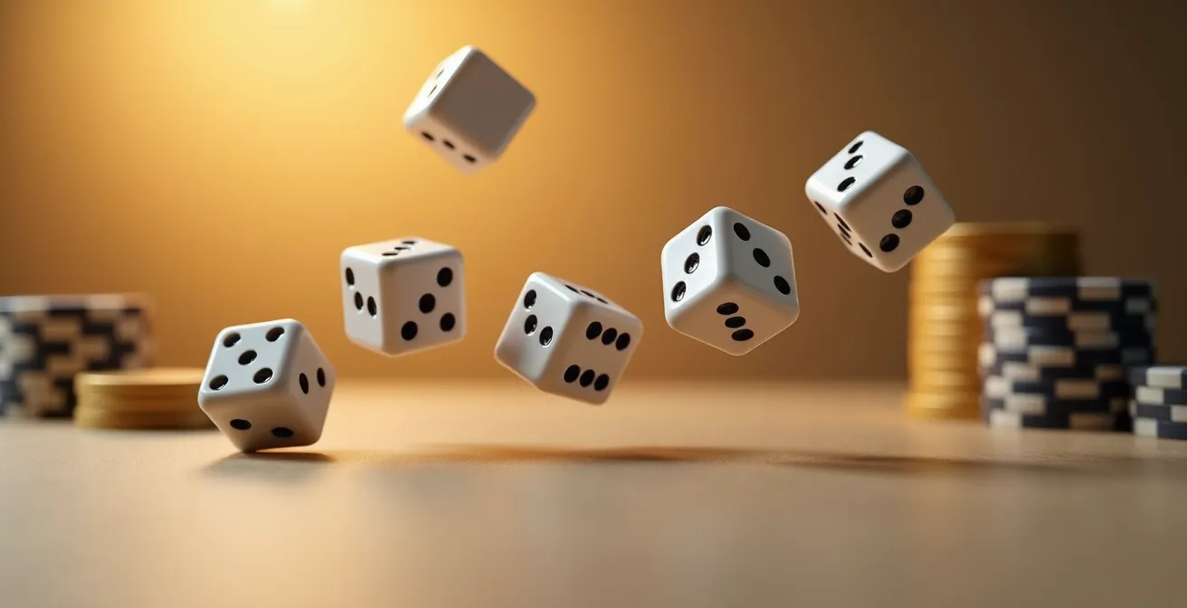 Représentation visuelle de la volatilité des jeux avec pièces et dés