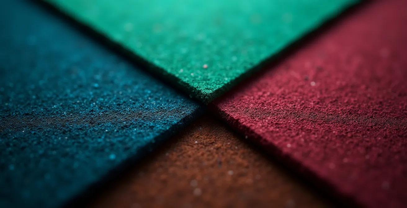 Vue macro de différentes textures de feutre de tables de blackjack